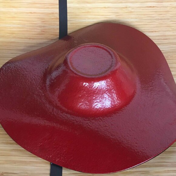 Large Round Glass Red and Gold Decorative Bowl - Picture 4 of 5